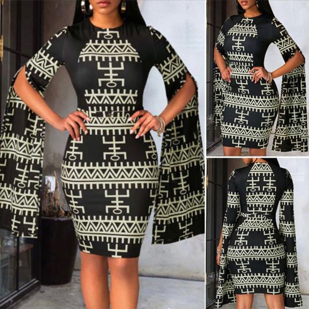 Black and White Dress with cut out sleeves